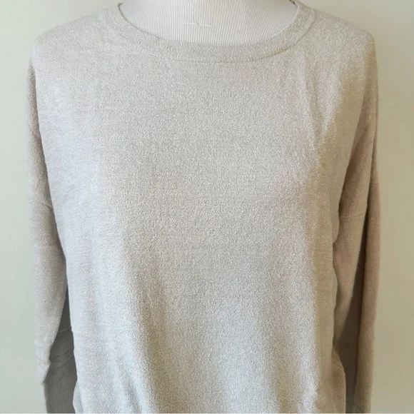 Barefoot Dreams Cozy Chic Ultralite Pullover Lounge Tie Hem Top in Stone, Small - Picture 7 of 16